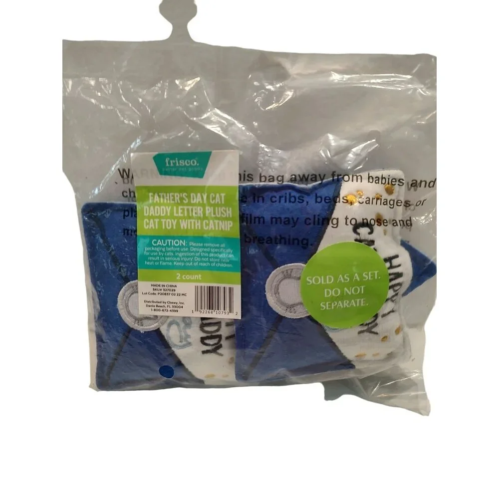 Father's Day Cat Daddy Letter Plush Cat Toy With Catnip By Frisco - Picture 7 of 14